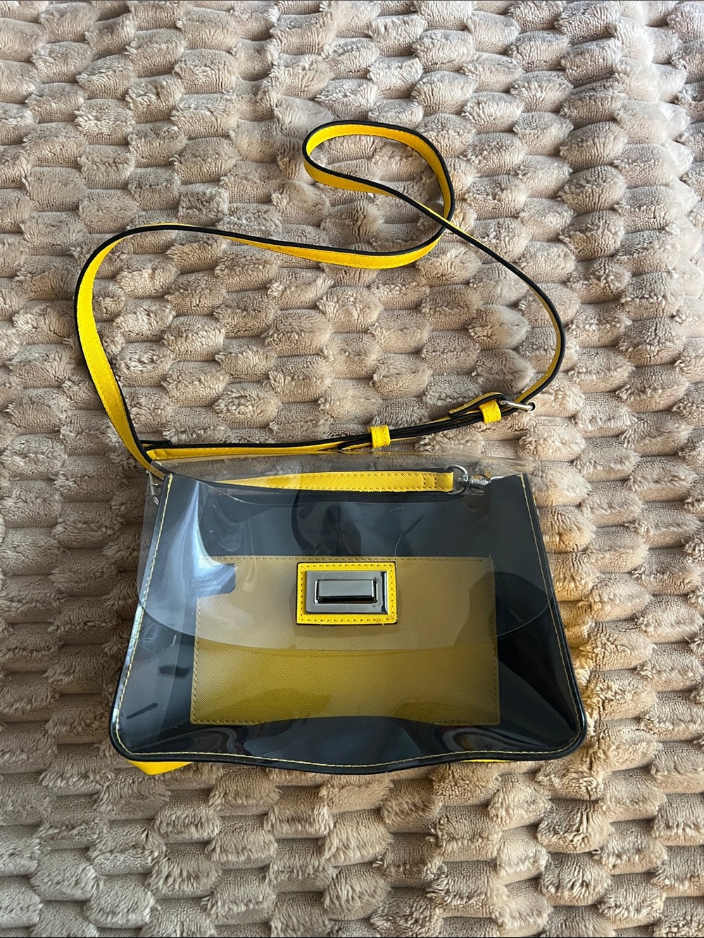 Tahari Yellow and Black Clear Crossbody Bag